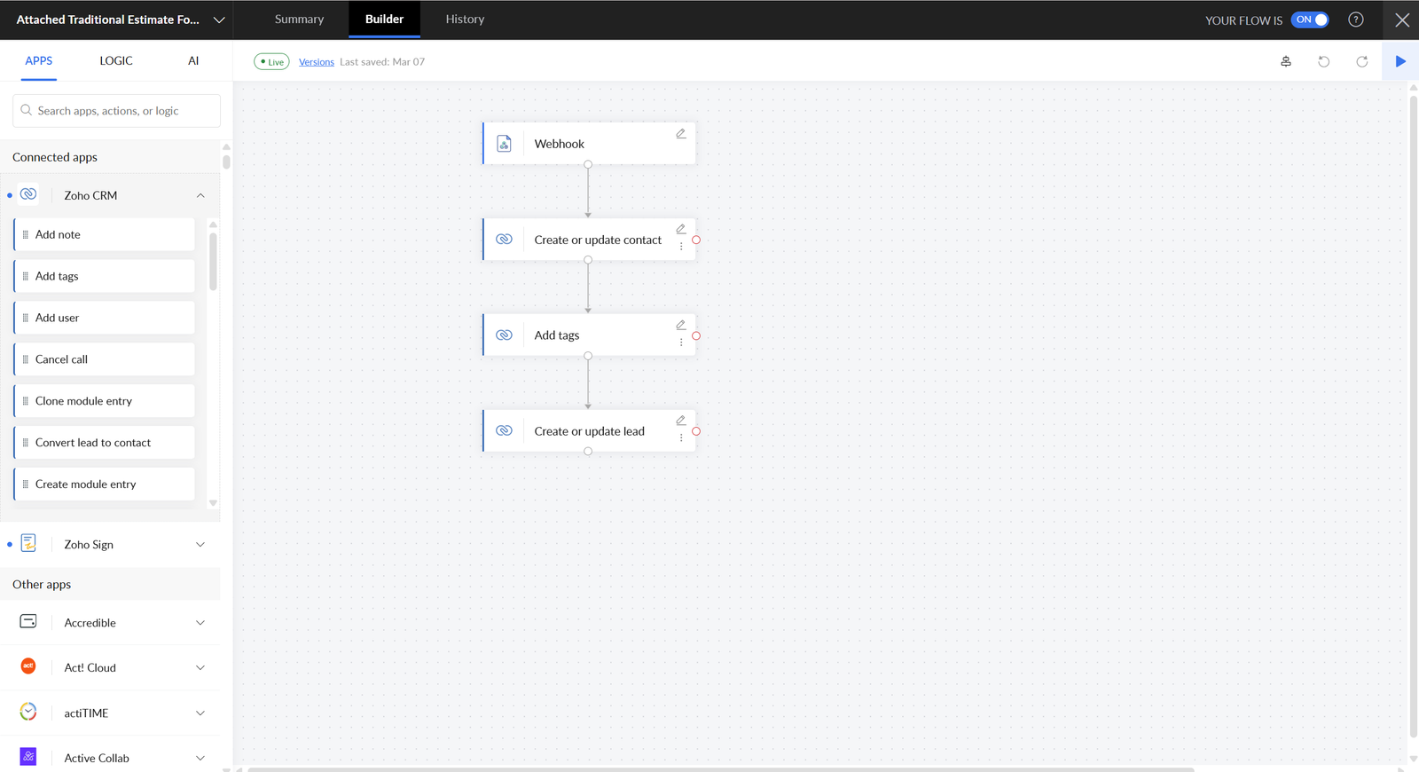 Zoho Flow workflow automation